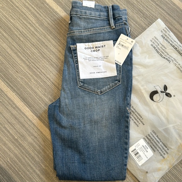 Good American Denim - Brand NWT Good American "Good Waist Crop" distressed skinny jeans Size 0/25